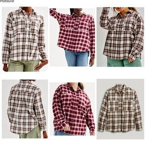 2- Burgundy & Brown Plaid Shirts Bundle
